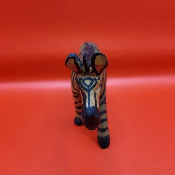 Hand Carved Wood Zebra Figurine African Decore 5x3 inch - Picture 5 of 7
